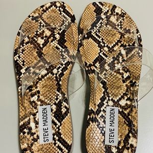 Steve Madden LEEDA Snake Skin Clear Strap Sandals